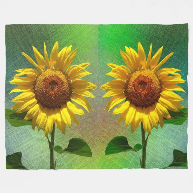 Sunflowers Fleece Blanket (Front (Horizontal))