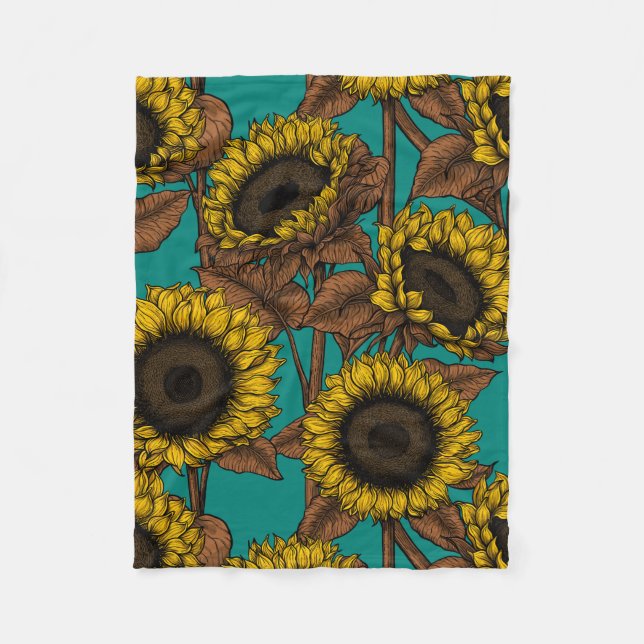 Sunflowers Fleece Blanket (Front)
