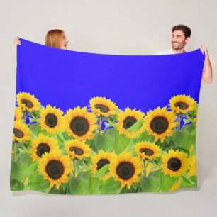 Sunflowers Fleece Blanket Ukraine Flag Colours