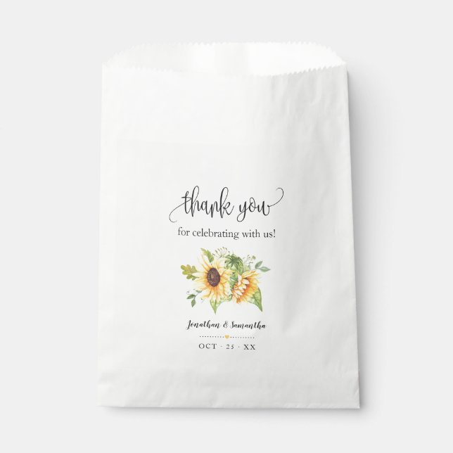 Sunflowers floral boho chic party wedding favour bag (Front)