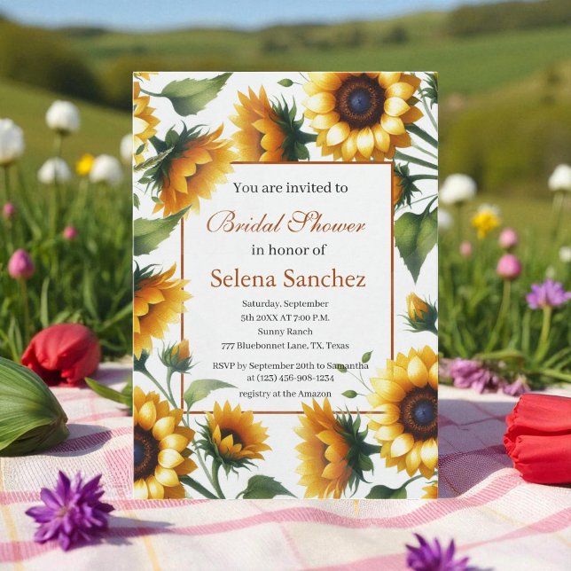 Sunflowers Floral Bride Rustic Boho Bridal Shower  Invitation (Creator Uploaded)