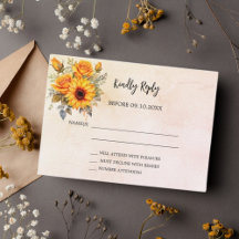 Sunflowers floral fall rusticwedding RSVP