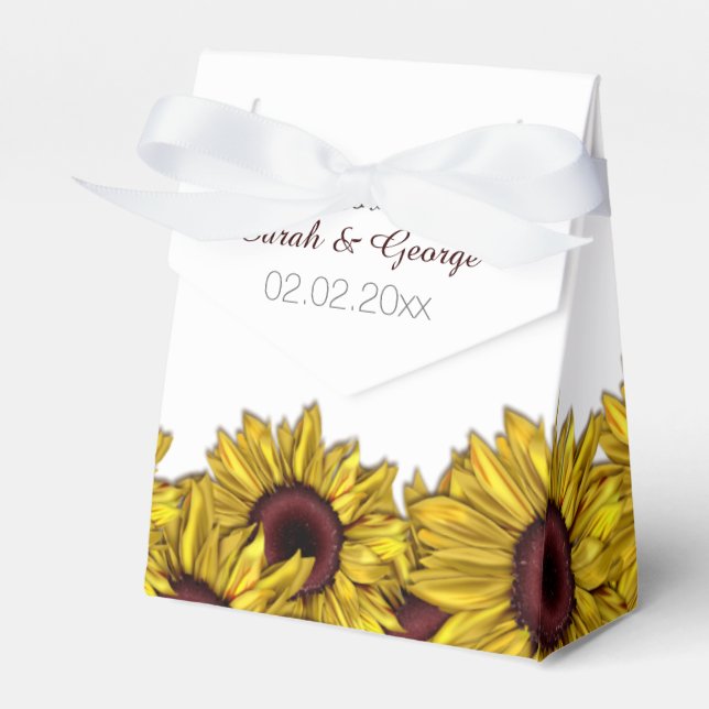 sunflowers floral personalised wedding favour boxe box (Front Side)