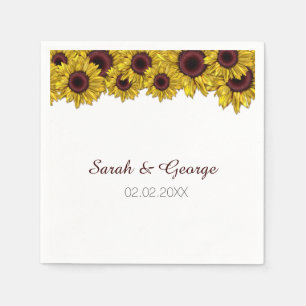 sunflowers floral personalised wedding napkins