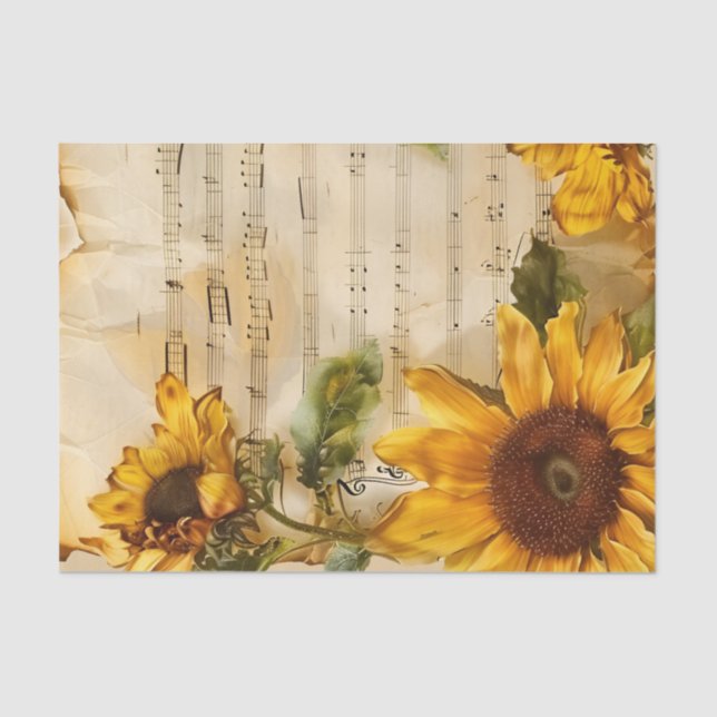 Sunflowers floral vintage music sheet ephemera (Front)