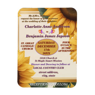 Sunflowers floral wedding magnet