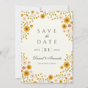 Sunflowers floral wedding save the date invitation