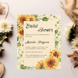 Sunflowers florals Bridal Shower invitation