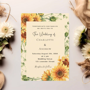 Sunflowers florals wedding invitation