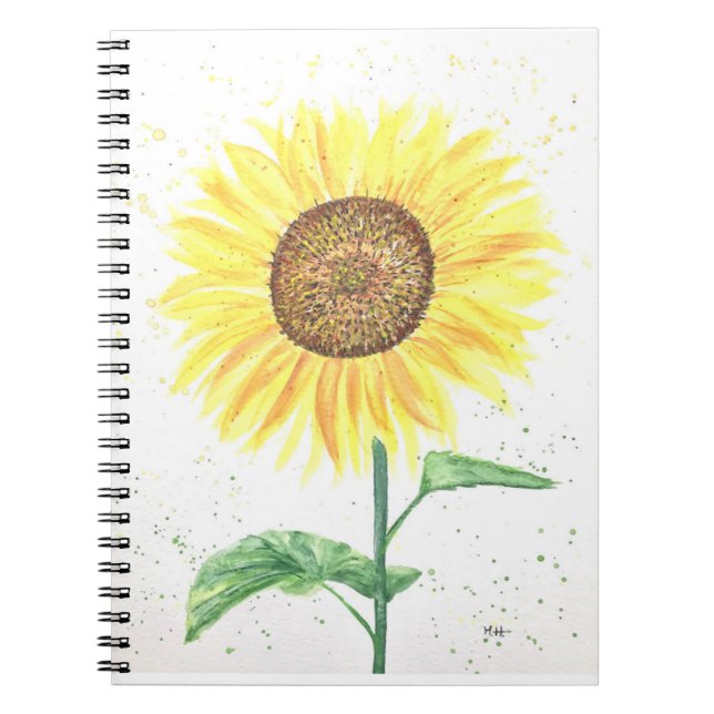 Sunflowers flowers watercolour notebook (Front)