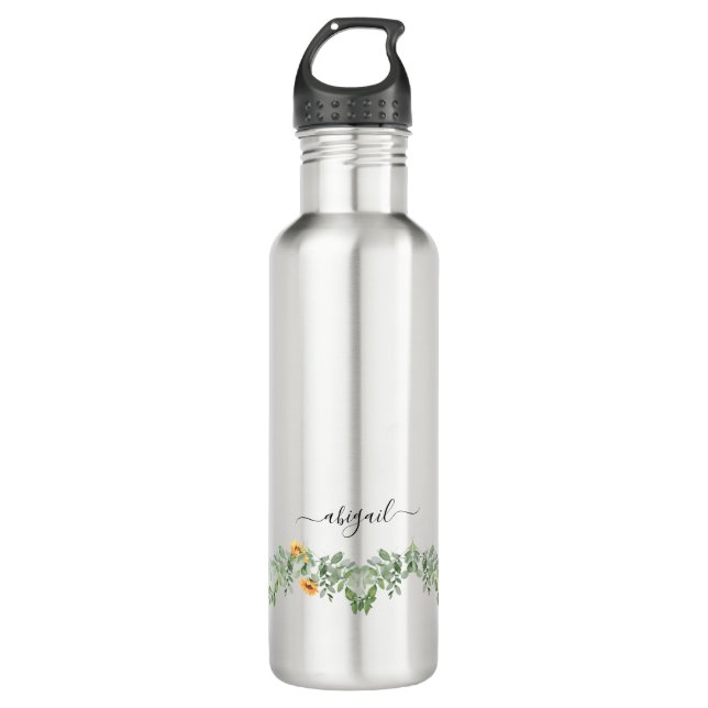  Sunflowers & Foliage Custom 710 Ml Water Bottle (Front)