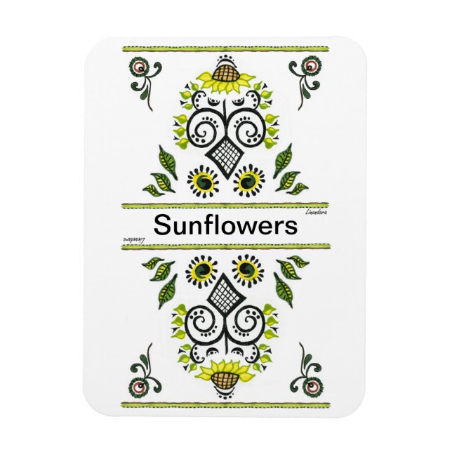 Sunflowers Folk Pattern by Alexandra Cook Magnet (Vertical)