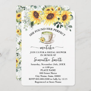 Sunflowers Found Her Perfect Matcha Bridal Shower  Invitation