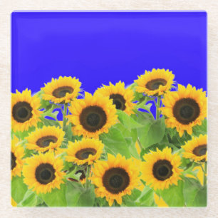 Sunflowers - Freedom Ukraine Peace Ukrainian Flag  Glass Coaster