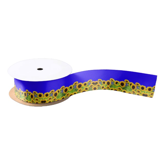 Sunflowers - Freedom Ukraine Peace Ukrainian Flag  Satin Ribbon (Spool)
