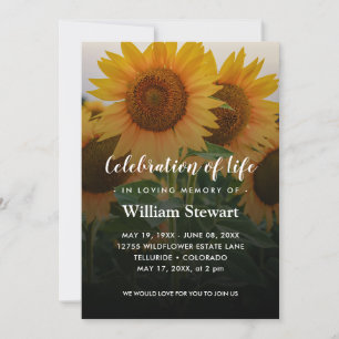 Sunflowers Funeral   Floral Celebration of Life Invitation