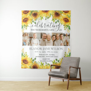 Sunflowers Funeral Memorial 7 Photos Collage Tapestry