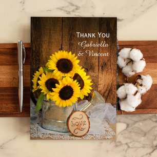 Sunflowers Garden Watering Can Wedding Thank You