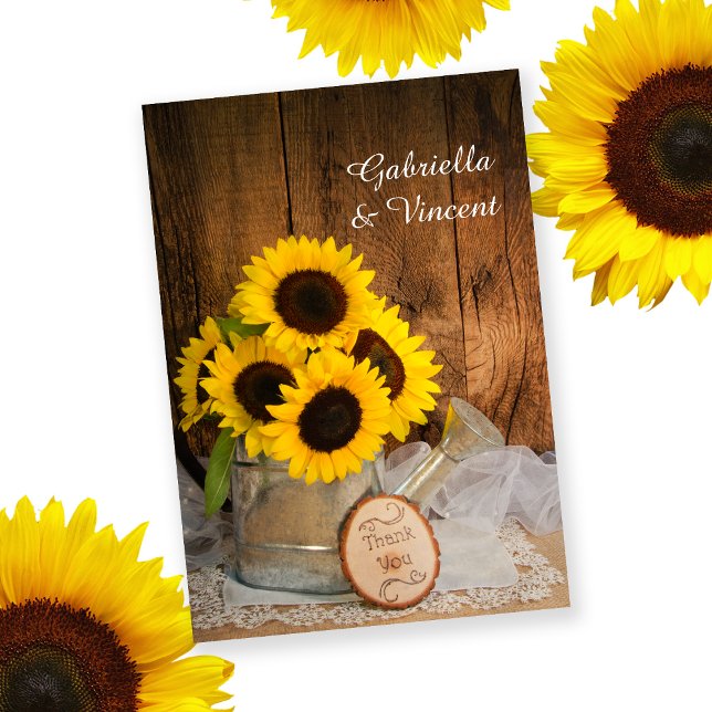 Sunflowers Garden Watering Can Wedding Thank You (Creator Uploaded)