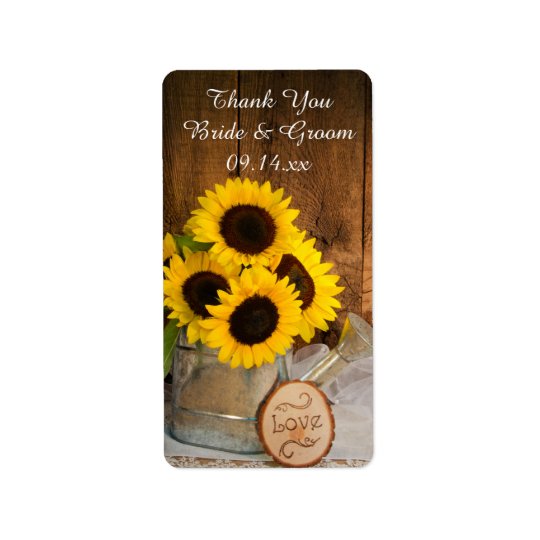 Sunflowers Garden Watering Can Wedding Thank You Address Label