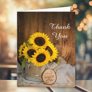 Sunflowers Garden Watering Can Wedding Thank You Card