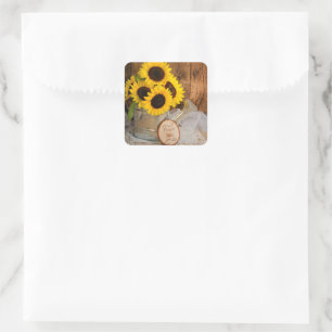 Sunflowers Garden Watering Can Wedding Thank You Square Sticker