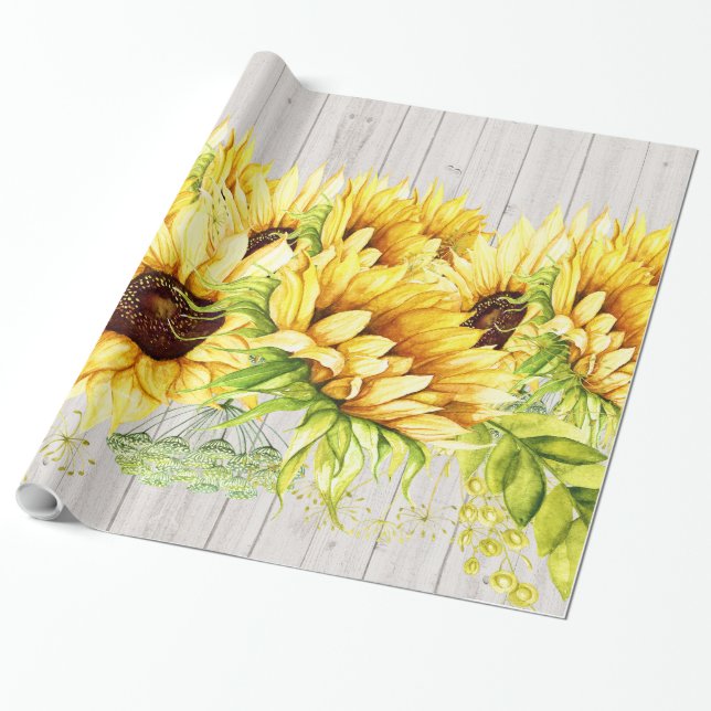 Sunflowers Gift Wrapping Paper (Unrolled)