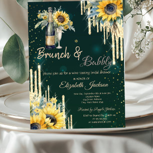 Sunflowers Glass Drips Brunch & Bubbly Invitation