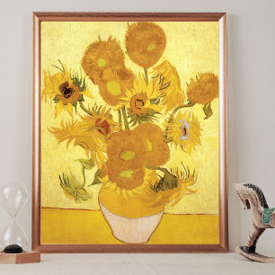 Sunflowers Gold Background Vincent van Gogh Poster
