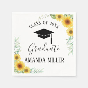 Sunflowers Graduation Party paper napkins