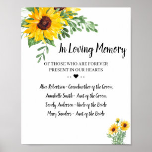 Sunflowers Greenery In Loving Memory Wedding Sign