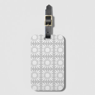 Sunflowers Grey White Tile Pattern Luggage Tag