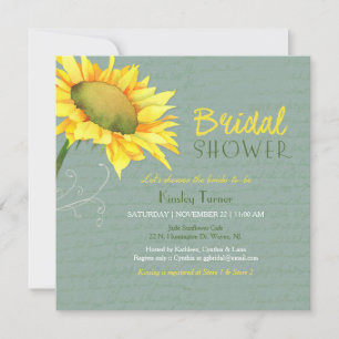 Sunflowers Greyed Jade Bridal Shower Invitation