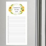 Sunflowers Grocery Shopping List Magnetic Notepad<br><div class="desc">Market list grocery shopping list design featuring a watercolor sunflower frame personalised with your name.</div>