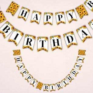 Sunflowers Happy Birthday Bunting Flag Banner