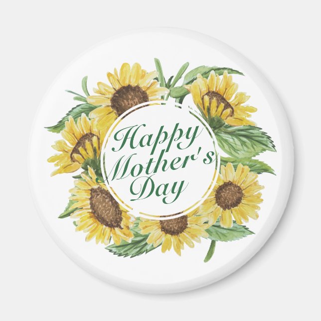 Sunflowers Happy Mother's Day Floral Frame Magnet (Front)