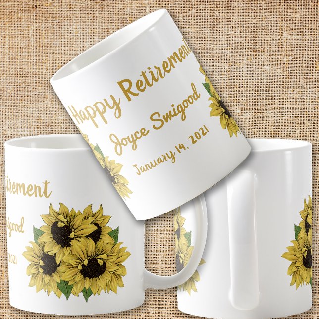 Sunflowers Happy Retirement Coffee Mug (Creator Uploaded)