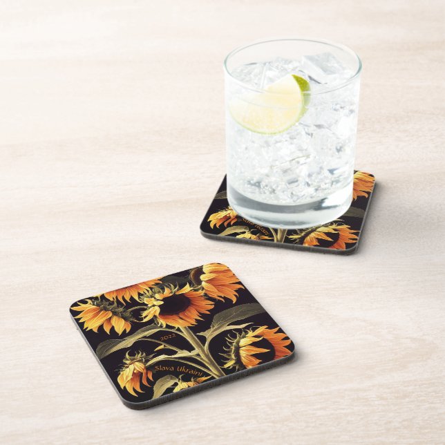 Sunflowers Hard plastic coaster (Right Side)