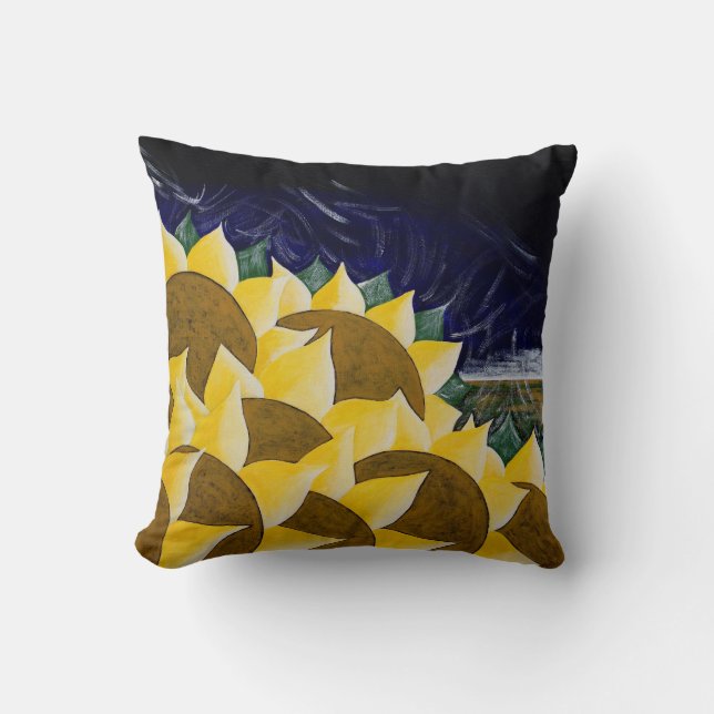Sunflowers Harvest Folk Art Cushion (Front)