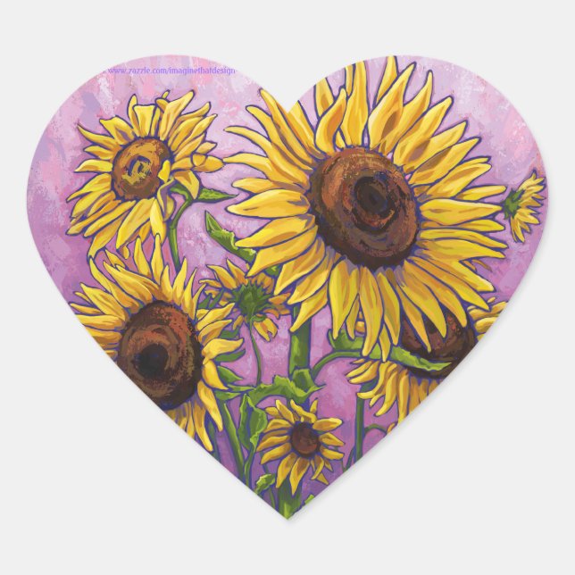 Sunflowers Heart Sticker (Front)