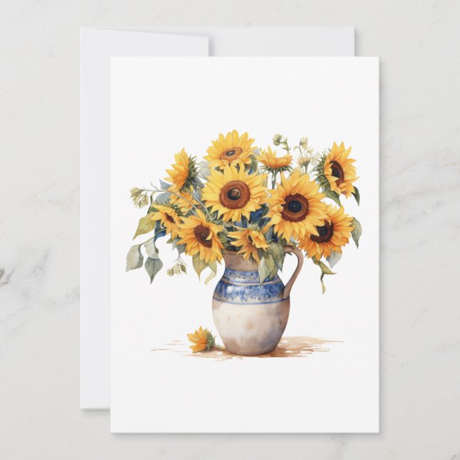 Sunflowers Hello Customisable Flat Greeting Card (Front)