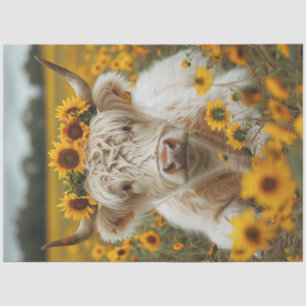 Sunflowers Highland Cow Decoupage Tissue Paper