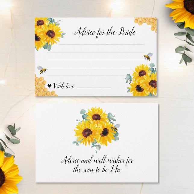 Sunflowers Honeycomb Bridal Shower Advice Cards (Creator Uploaded)