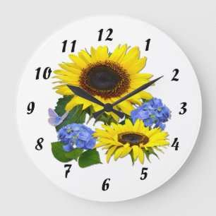 Sunflowers & Hydrangeas ~ Clock