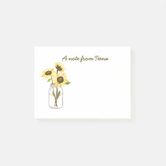 Sunflowers In A Mason Jar Post-It Notes (Front)