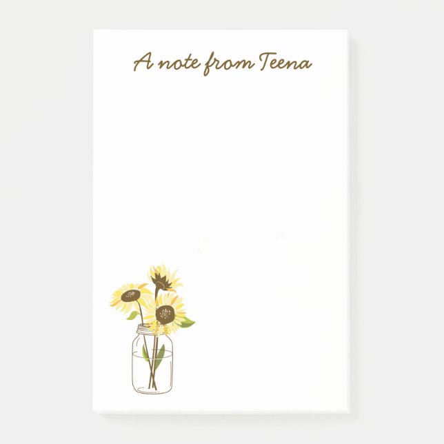 Sunflowers In A Mason Jar Post-It Notes (Front)