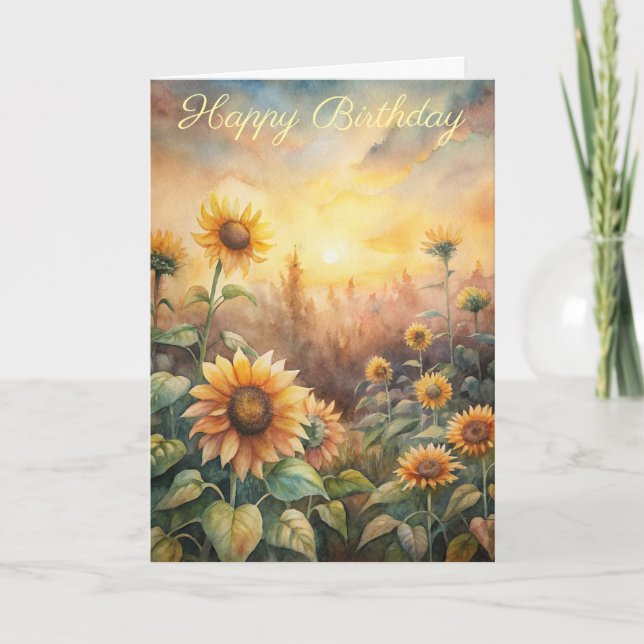 Sunflowers in a Meadow Birthday Card (Front)