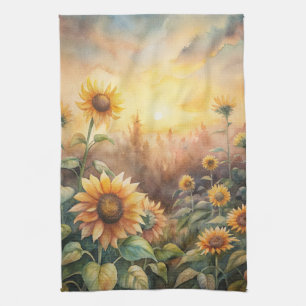Sunflowers in a Meadow Tea Towel