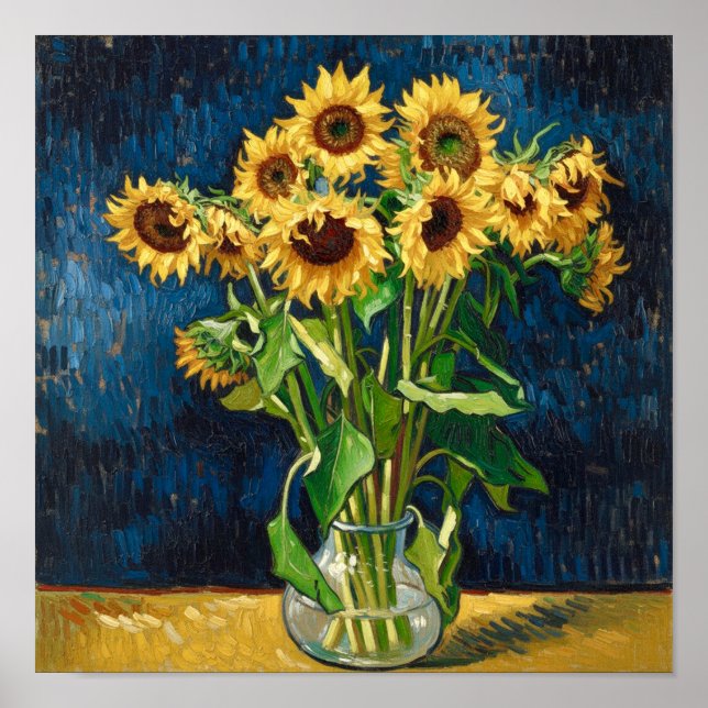 Sunflowers in a Vase After Van Gogh Poster (Front)