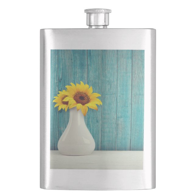 Sunflowers in a vase       hip flask (Front)